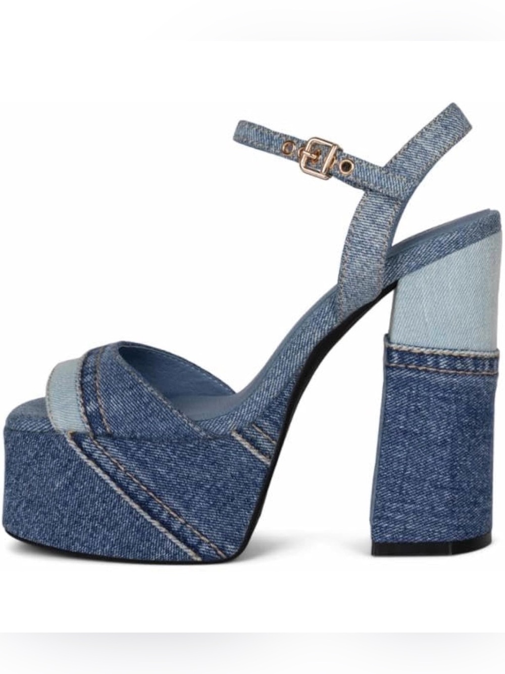 Jeffrey Campbell Denim Platform Block Heel Sandal - Blue